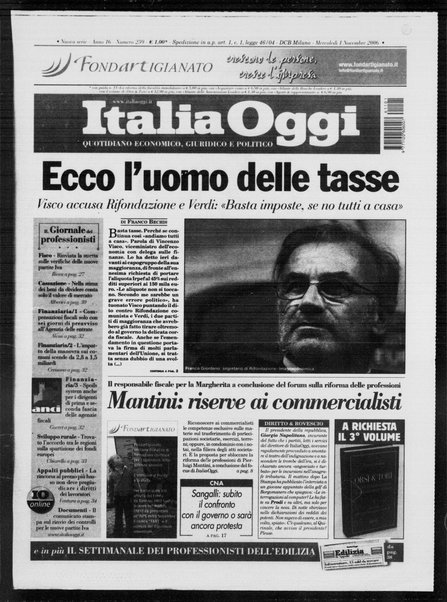 Italia oggi : quotidiano di economia finanza e politica